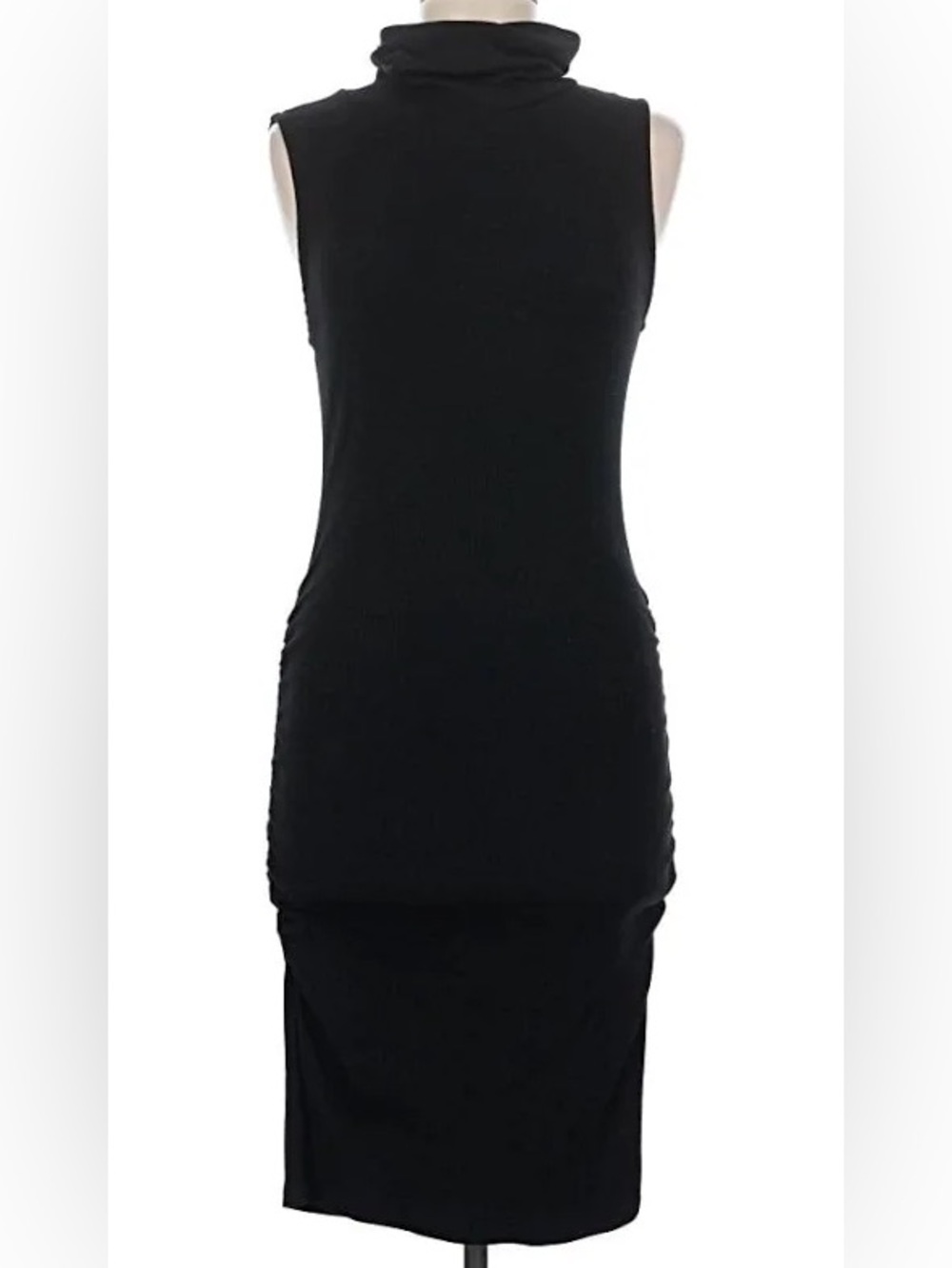 MICHAEL STARS midi ribbed turtle neck sleeveless cocktail dress Med black NWT